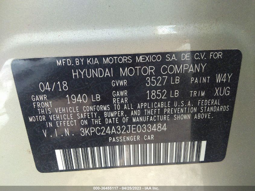 2018 HYUNDAI ACCENT SE - 3KPC24A32JE033484