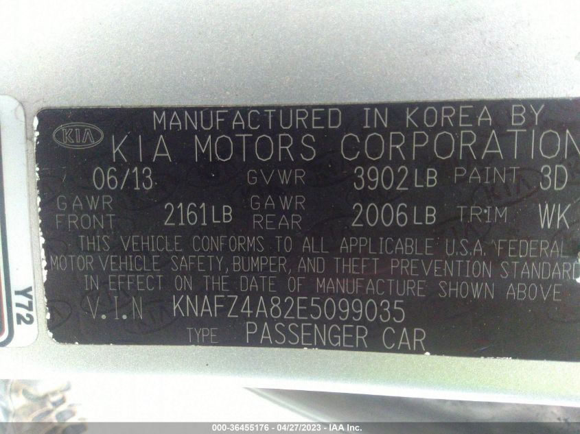 2014 KIA FORTE EX - KNAFZ4A82E5099035