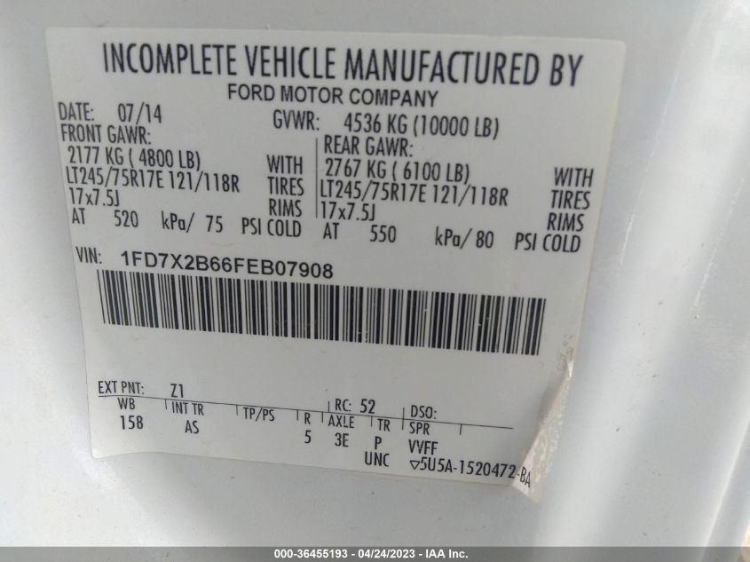 2015 FORD SUPER DUTY F-250 SRW XLT/XL - 1FD7X2B66FEB07908