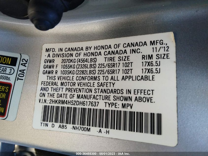2013 HONDA CR-V EX - 2HKRM4H52DH617637