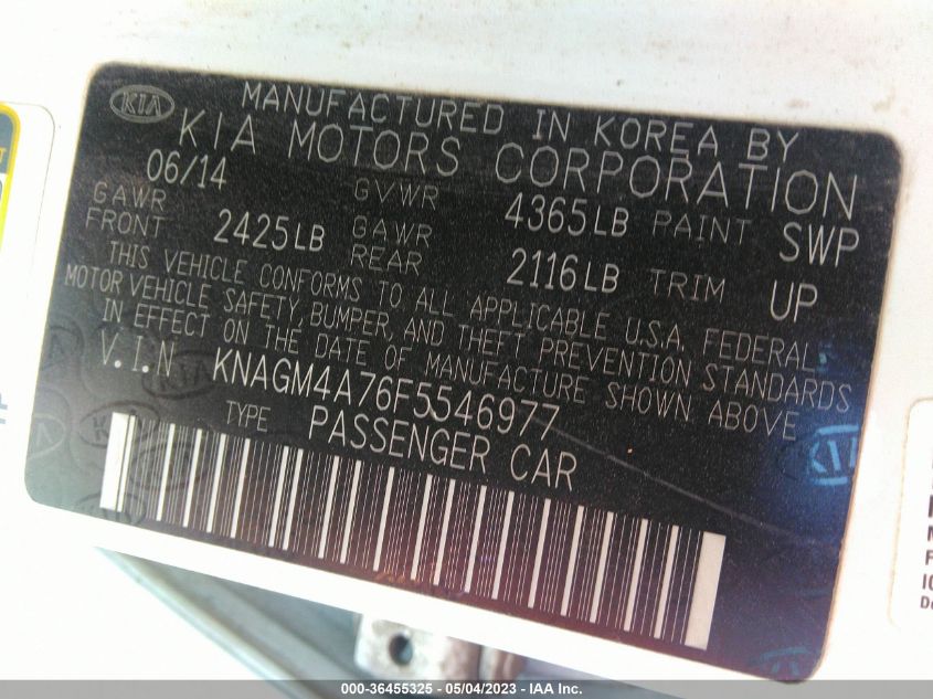 2015 KIA OPTIMA LX - KNAGM4A76F5546977