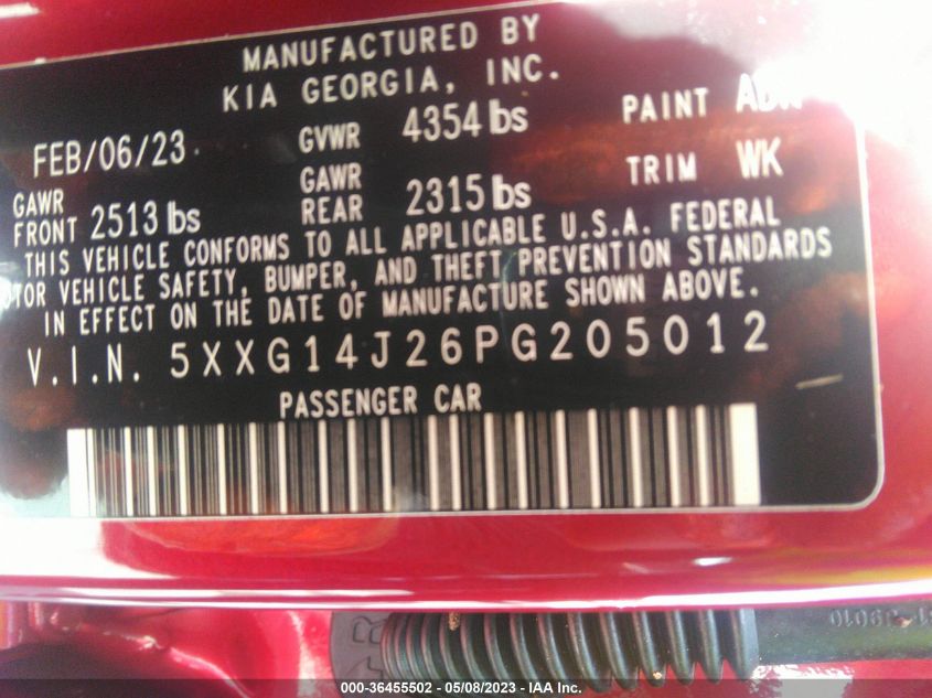 2023 KIA K5 LXS - 5XXG14J26PG205012