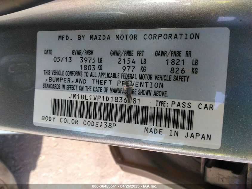 2013 MAZDA MAZDA3 I TOURING - JM1BL1VP1D1836881