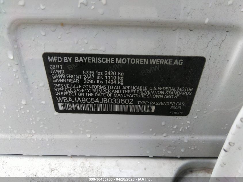 2018 BMW 5 SERIES 530E IPERFORMANCE - WBAJA9C54JB033602