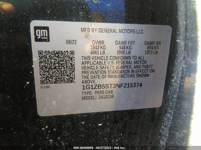 2022 CHEVROLET MALIBU LS - 1G1ZB5ST3NF215374