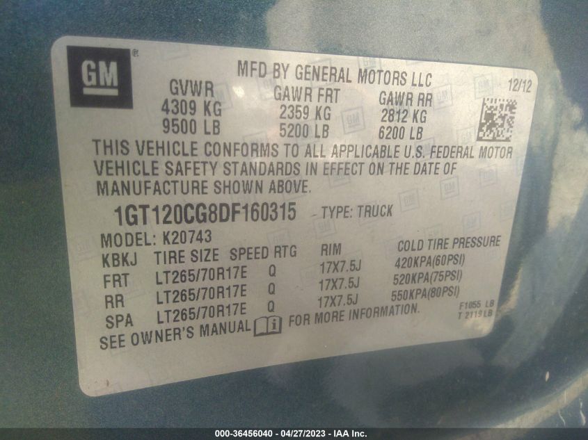 2013 GMC SIERRA 2500HD SLE - 1GT120CG8DF160315