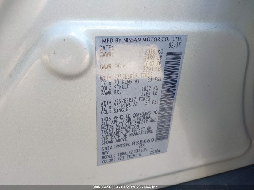 2015 NISSAN ROGUE S - 5N1AT2MT9FC838669