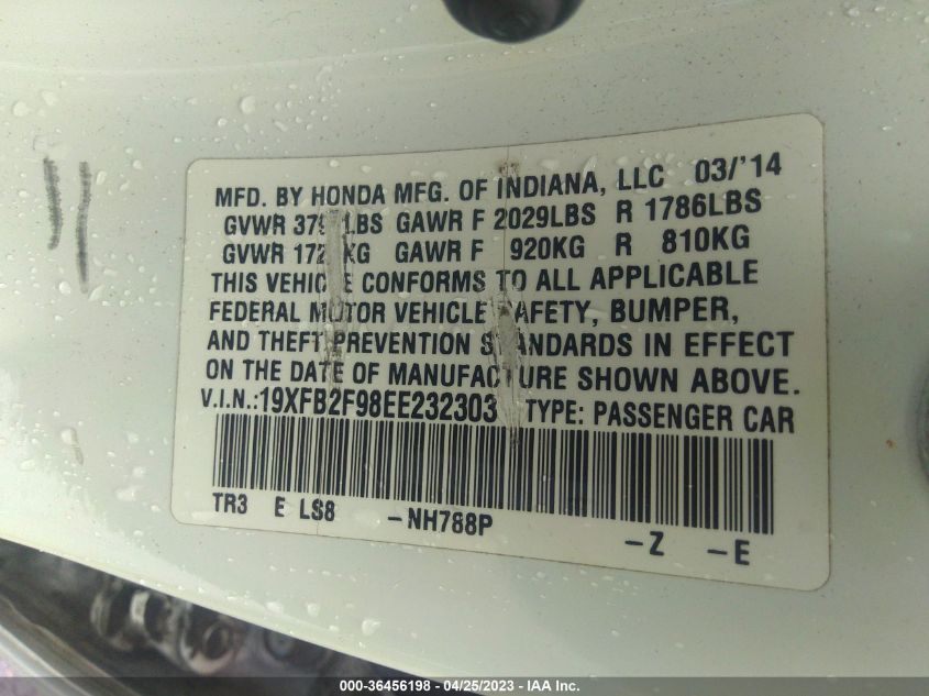 2014 HONDA CIVIC SEDAN EX-L - 19XFB2F98EE232303