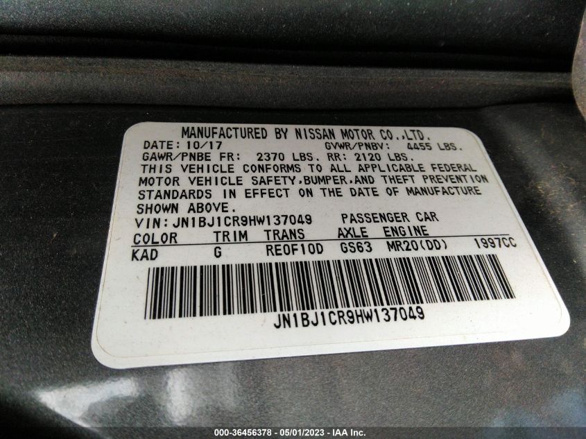 2017 NISSAN ROGUE SPORT SV - JN1BJ1CR9HW137049