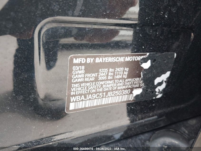 2018 BMW 5 SERIES 530E IPERFORMANCE - WBAJA9C51JB250380