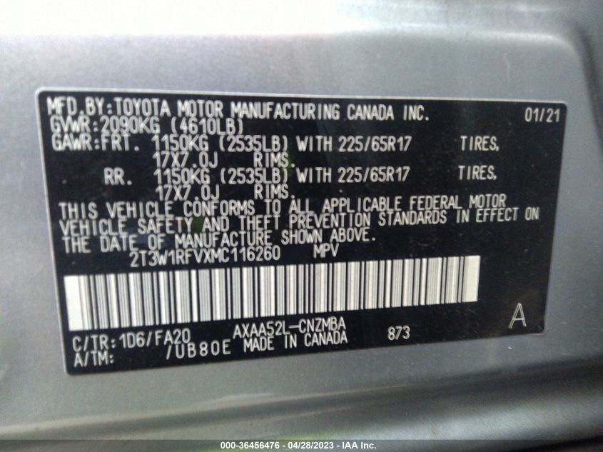 2021 TOYOTA RAV4 XLE - 2T3W1RFVXMC116260