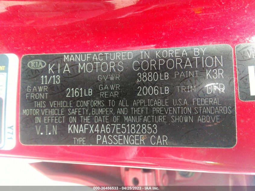 2014 KIA FORTE LX - KNAFX4A67E5182853