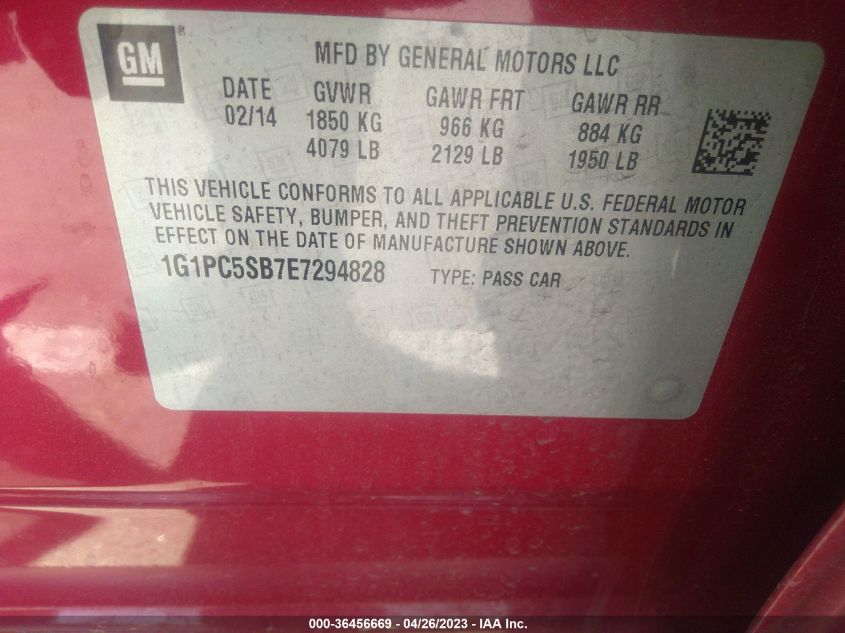 2014 CHEVROLET CRUZE 1LT - 1G1PC5SB7E7294828