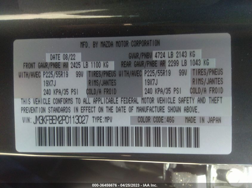 2023 MAZDA CX-5 2.5 S PREMIUM PLUS - JM3KFBEM2P0113027