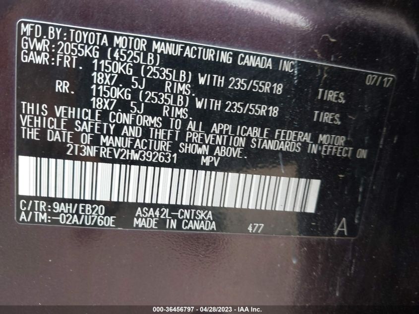 2017 TOYOTA RAV4 SE - 2T3NFREV2HW392631