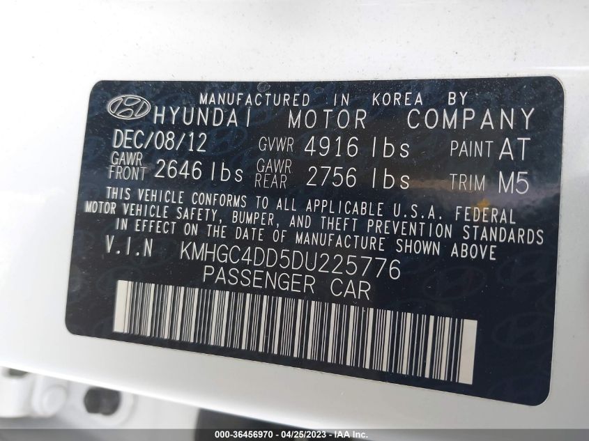 2013 HYUNDAI GENESIS 3.8L - KMHGC4DD5DU225776