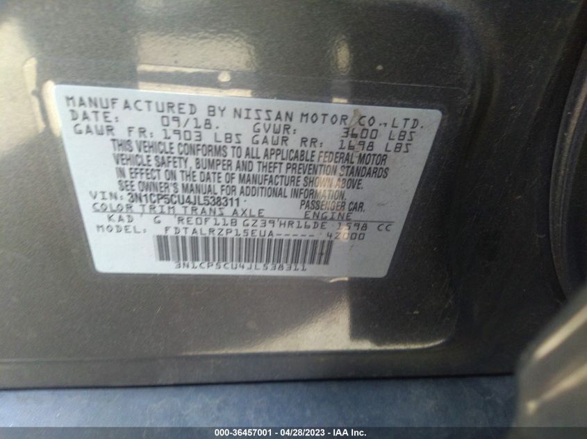 2018 NISSAN KICKS S - 3N1CP5CU4JL538311