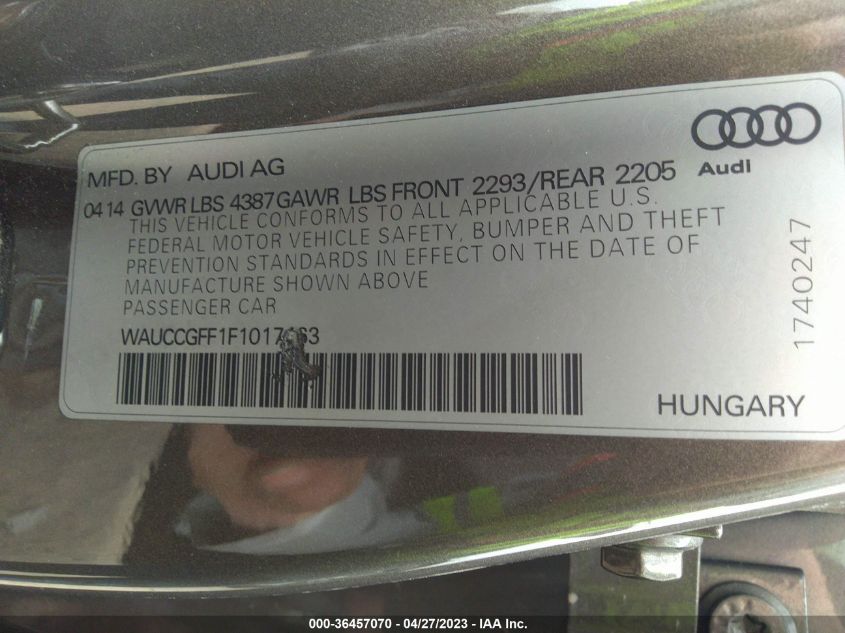 2015 AUDI A3 1.8T PREMIUM PLUS - WAUCCGFF1F1017463