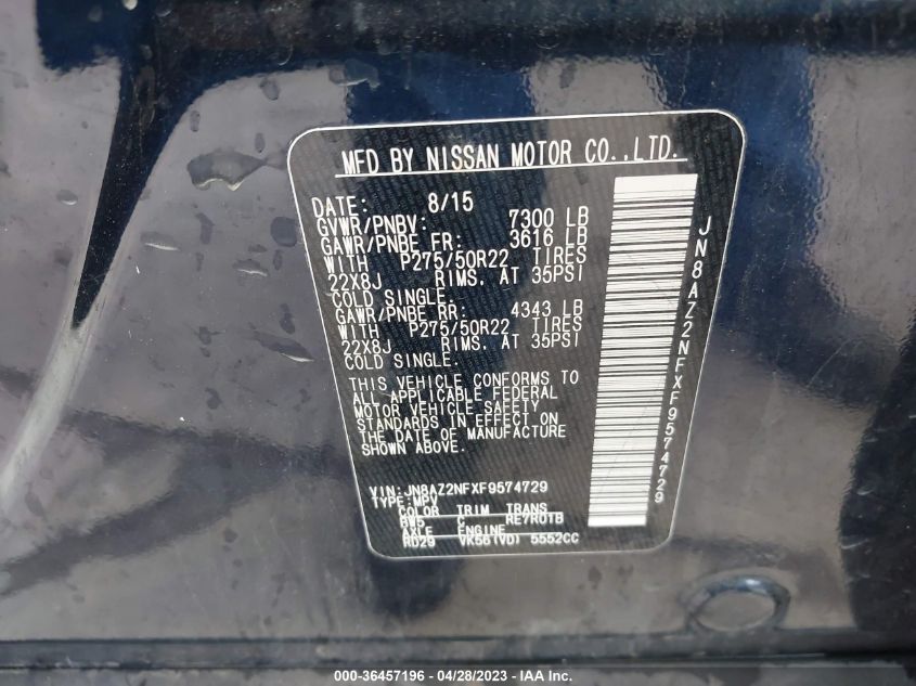 2015 INFINITI QX80 - JN8AZ2NFXF9574729