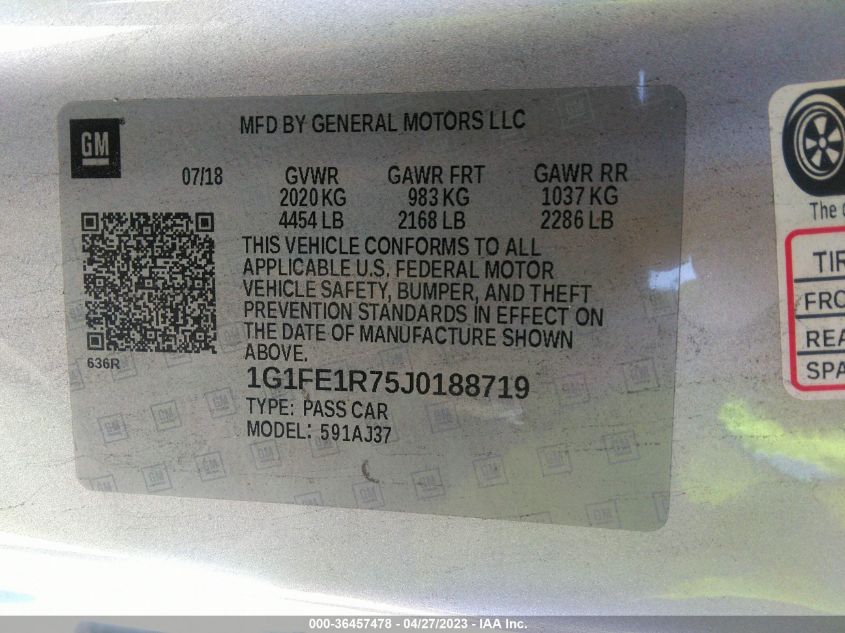 2018 CHEVROLET CAMARO 1SS - 1G1FE1R75J0188719
