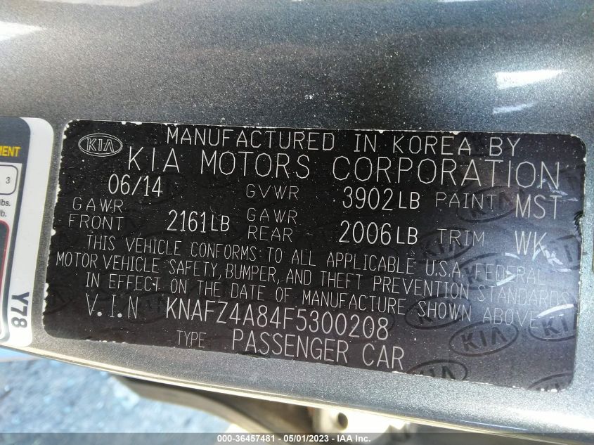 2015 KIA FORTE EX - KNAFZ4A84F5300208