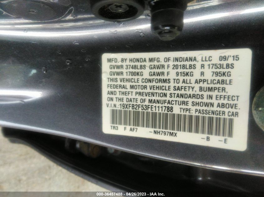 2015 HONDA CIVIC SEDAN LX - 19XFB2F53FE111788