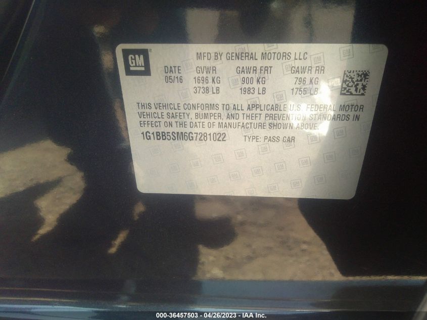 2016 CHEVROLET CRUZE LS - 1G1BB5SM6G7281022