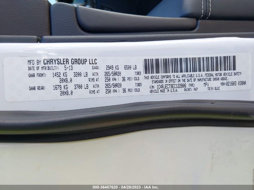 2014 JEEP GRAND CHEROKEE OVERLAND - 1C4RJECT9EC122806
