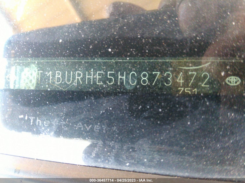 VIN 2T1BURHE5HC873472 2017 TOYOTA COROLLA L/LE/XLE/SE