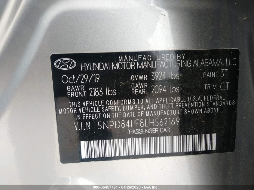 2020 HYUNDAI ELANTRA SEL - 5NPD84LF8LH562169