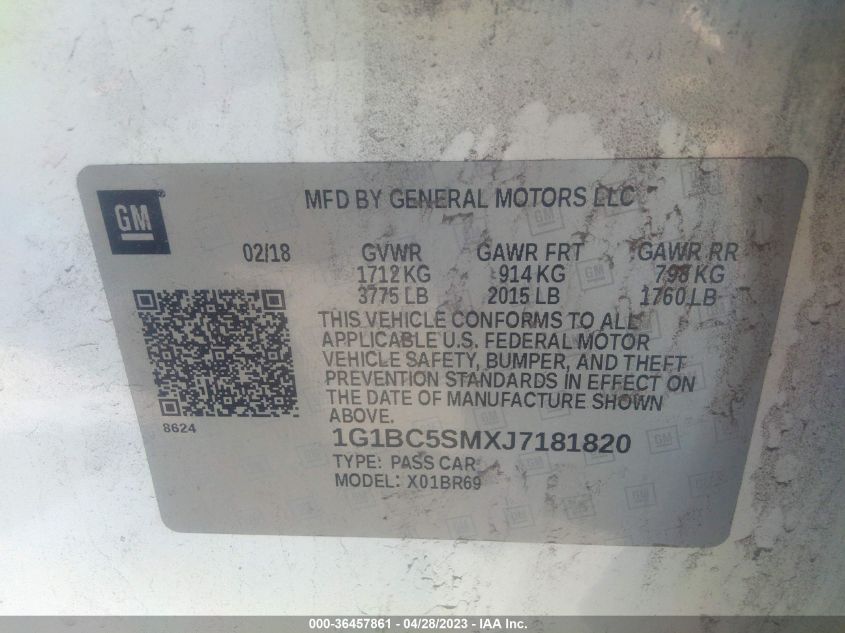 2018 CHEVROLET CRUZE LS - 1G1BC5SMXJ7181820