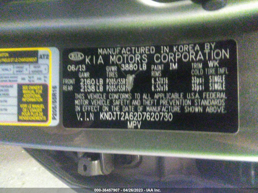2013 KIA SOUL + - KNDJT2A62D7620730