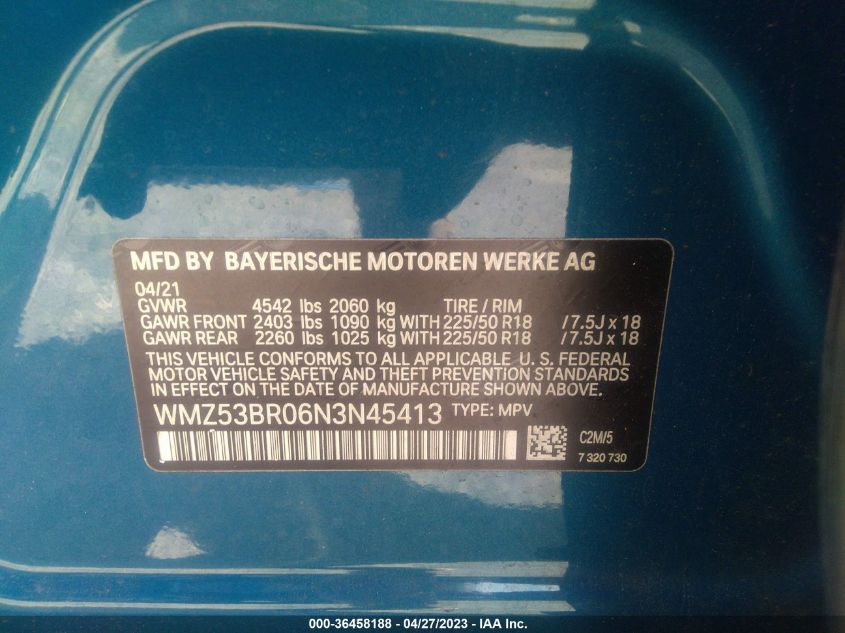 2022 MINI COUNTRYMAN COOPER S - WMZ53BR06N3N45413