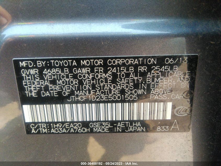 2014 LEXUS IS 250 - JTHCF1D23E5001505
