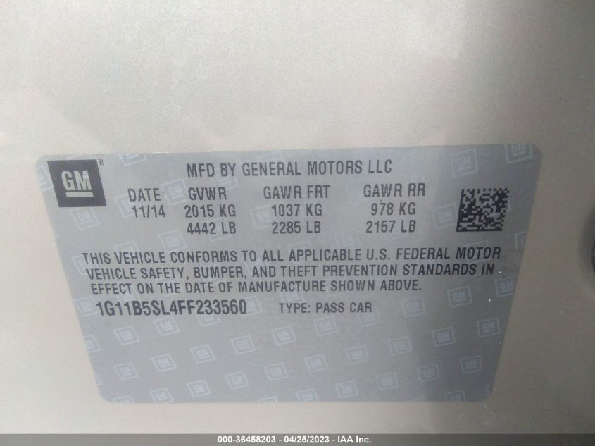 2015 CHEVROLET MALIBU LS - 1G11B5SL4FF233560