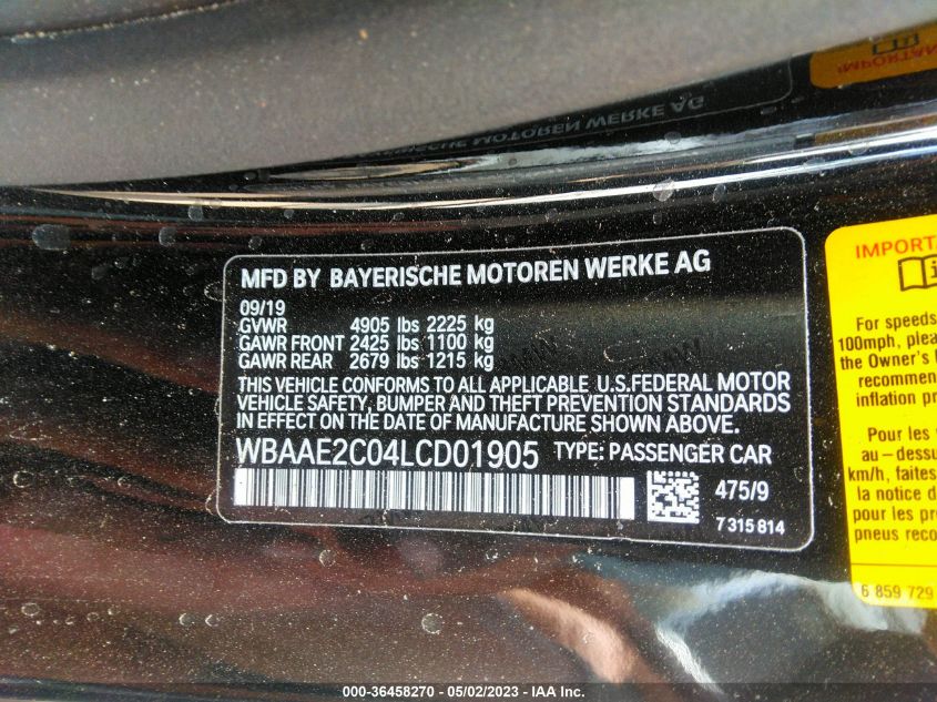 2020 BMW 8 SERIES 840I - WBAAE2C04LCD01905