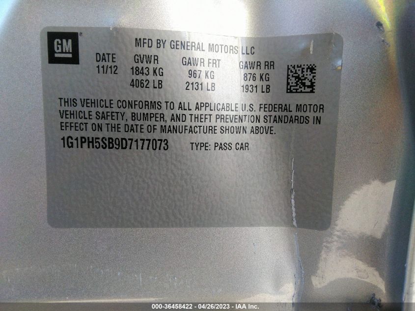 2013 CHEVROLET CRUZE ECO - 1G1PH5SB9D7177073