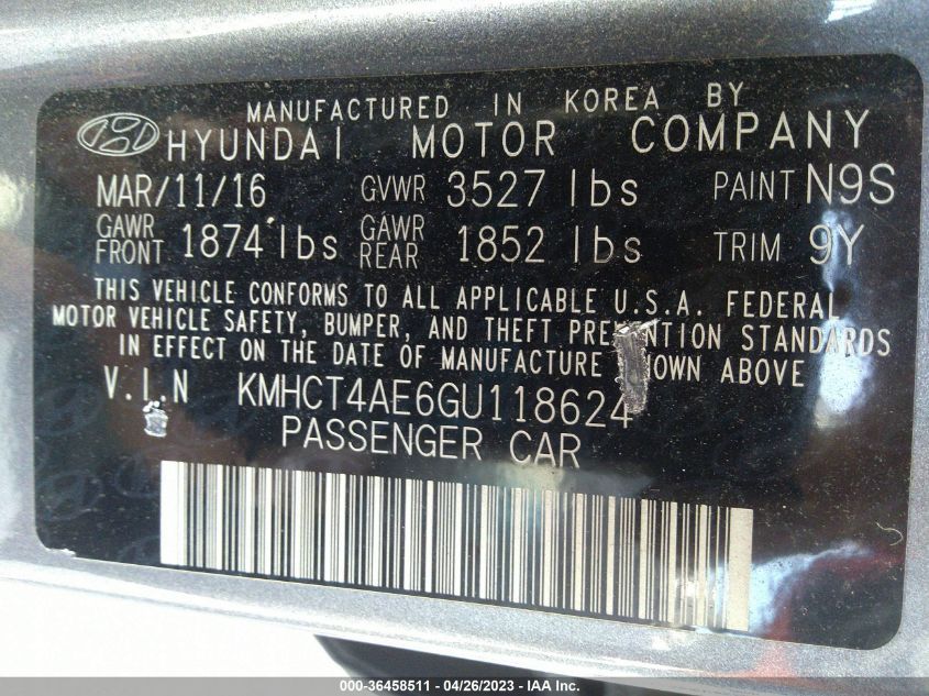 2016 HYUNDAI ACCENT SE - KMHCT4AE6GU118624