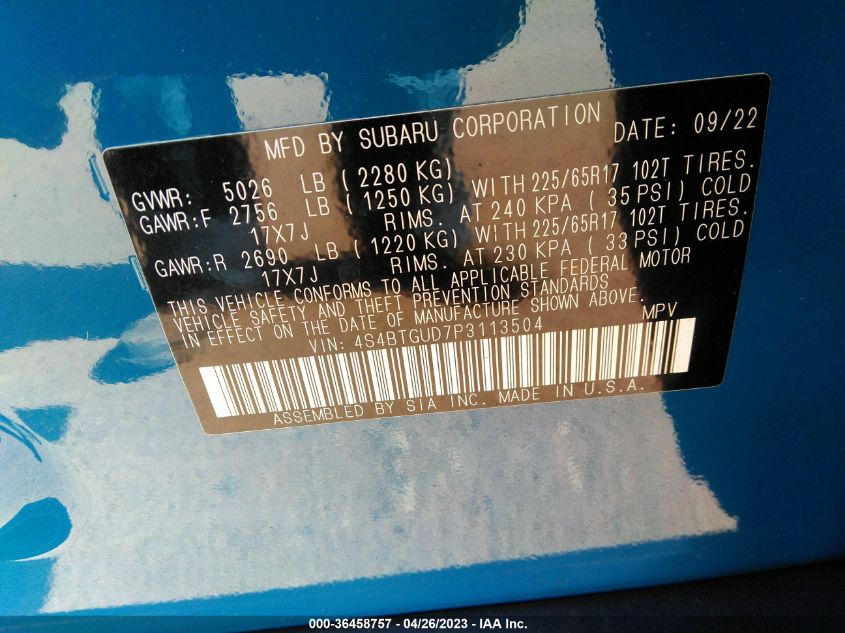 2023 SUBARU OUTBACK WILDERNESS - 4S4BTGUD7P3113504
