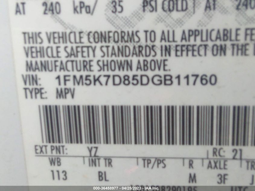 2013 FORD EXPLORER XLT - 1FM5K7D85DGB11760