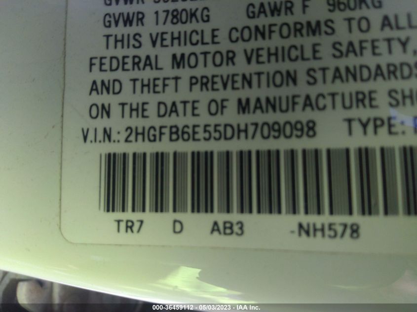 2013 HONDA CIVIC SI - 2HGFB6E55DH709098