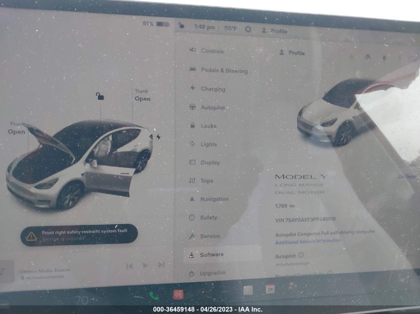 2023 TESLA MODEL Y LONG RANGE - 7SAYGAEE3PF646916