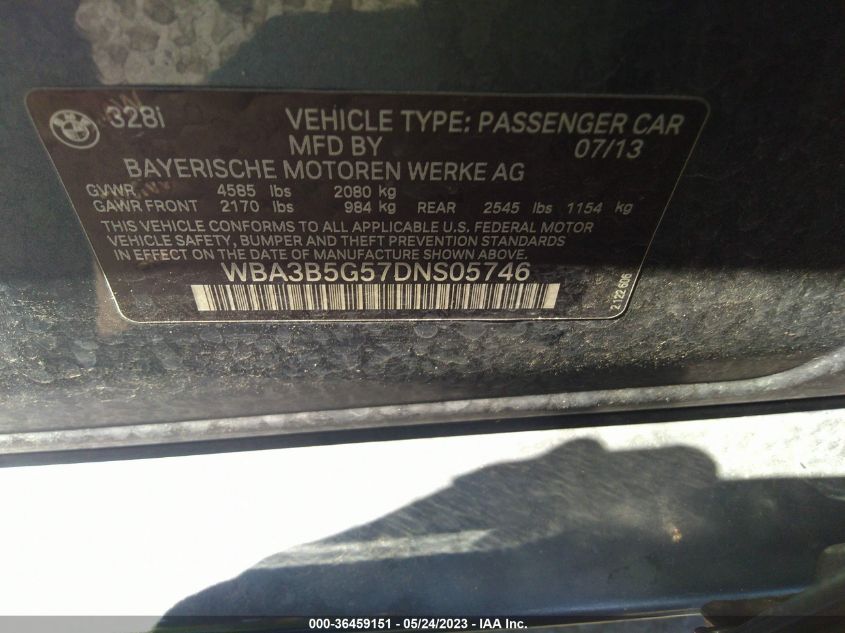 2013 BMW 3 SERIES 328I XDRIVE - WBA3B5G57DNS05746