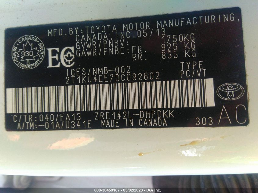 2013 TOYOTA MATRIX - 2T1KU4EE7DC092602