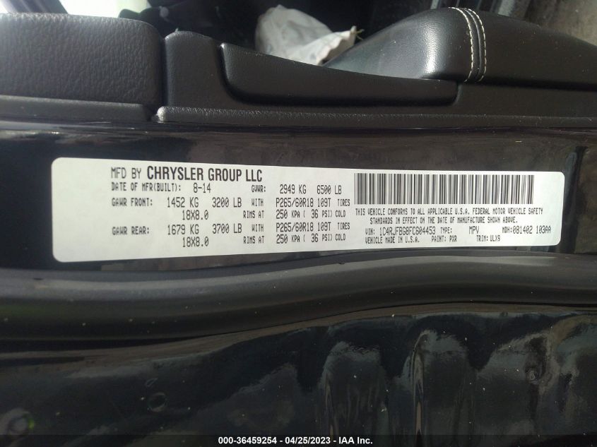 2015 JEEP GRAND CHEROKEE LIMITED - 1C4RJFBG8FC604453