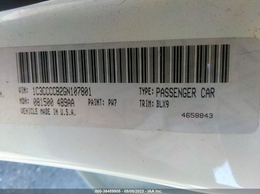 2016 CHRYSLER 200 C - 1C3CCCCB2GN107801