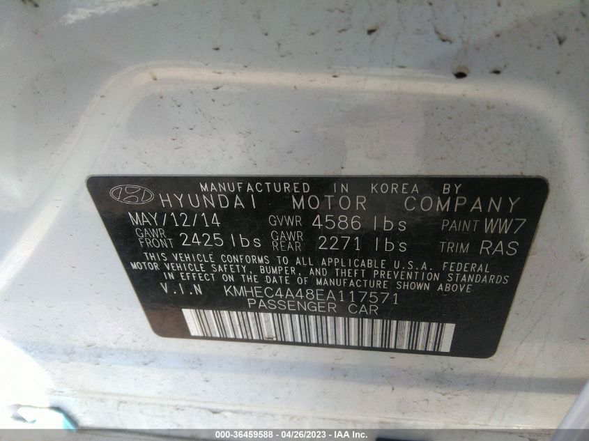 2014 HYUNDAI SONATA HYBRID - KMHEC4A48EA117571