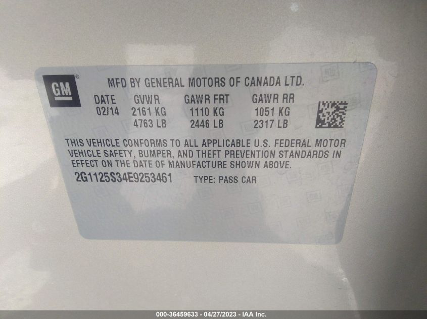 2014 CHEVROLET IMPALA LT - 2G1125S34E9253461