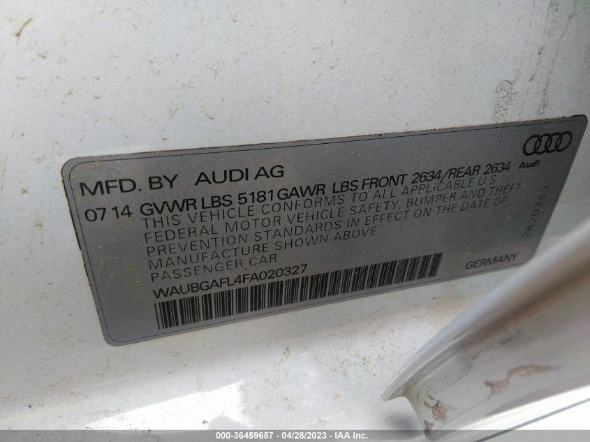 WAUBGAFL4FA020327 2015 AUDI S4, photo no. 9