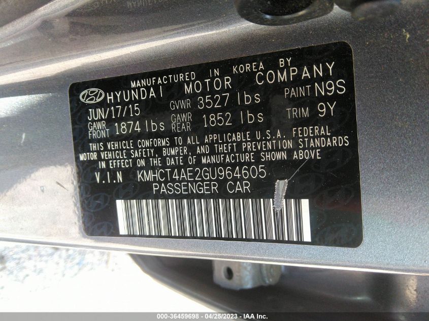 2016 HYUNDAI ACCENT SE - KMHCT4AE2GU964605